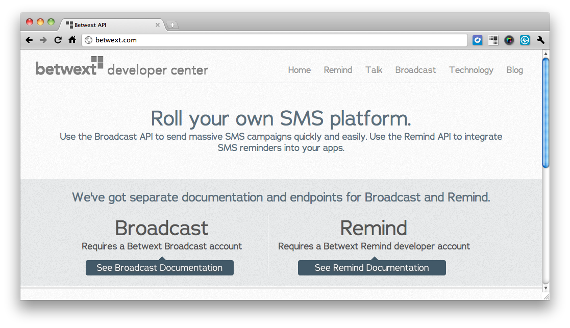 Screenshot of Betwext API screen