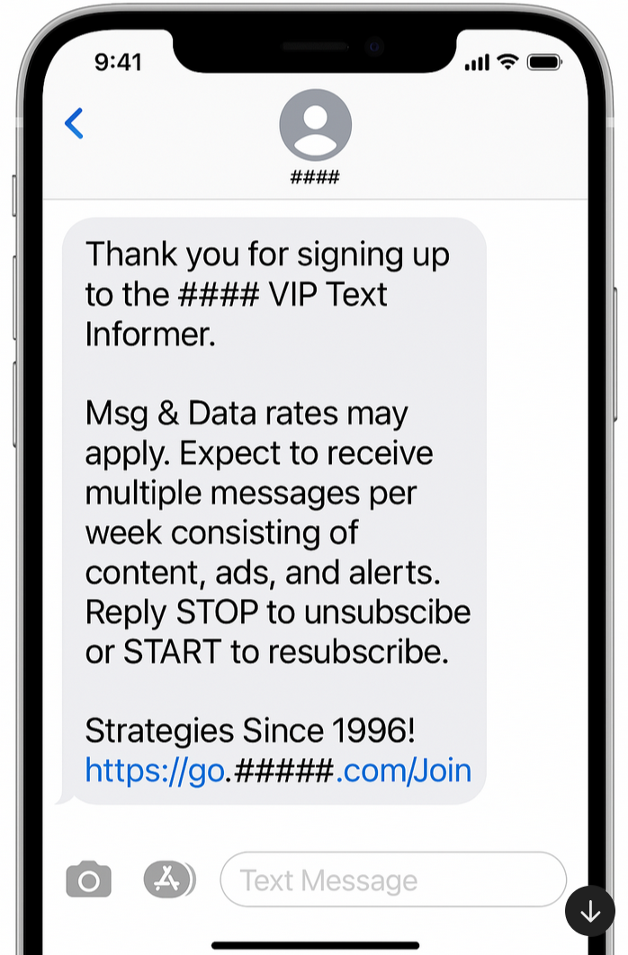 SMS Welcome Message Example Placeholder